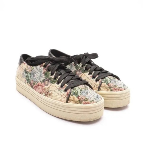 Saint Laurent Tapestry Platform Sneakers - Picture 2 of 7